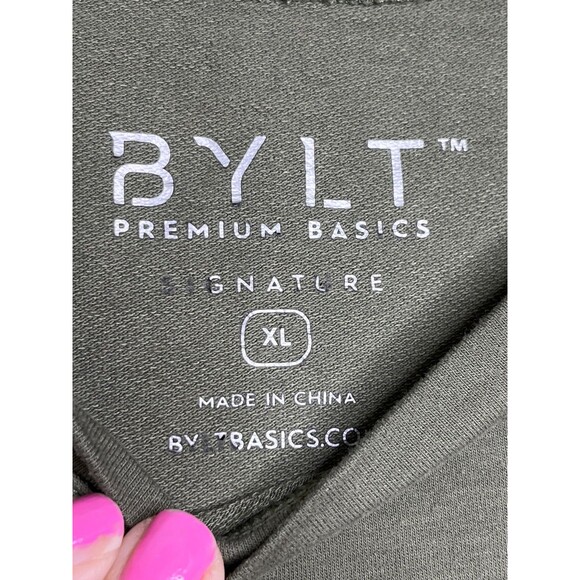 BYLT Basics Mens V-Neck Signature Lux T Shirt Size XL Drab Green Army Green - Picture 3 of 7